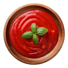 bowl of ketchup sauce top view isolated on white or transparent background,transparency