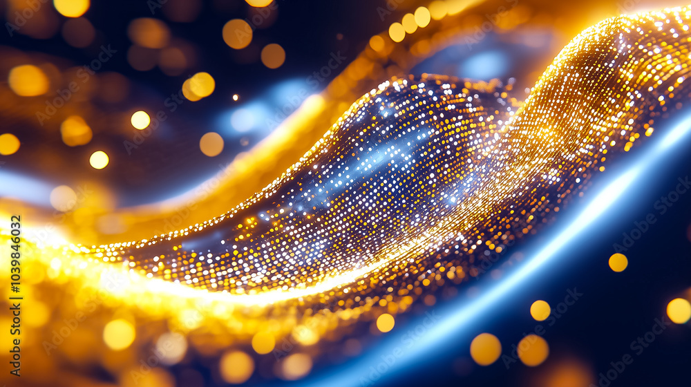 Poster vibrant data streams intertwine, showcasing glowing particles in an abstract digital representation