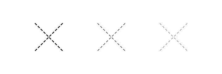 X scribble marks. Vector sketch crosses of black marker, pen, pencil or brush lines, hand drawn doodle strikethrough signs set with rough texture.