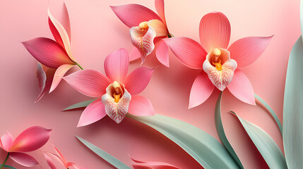 Phragmipedium Orchids logo 3d vector papercut