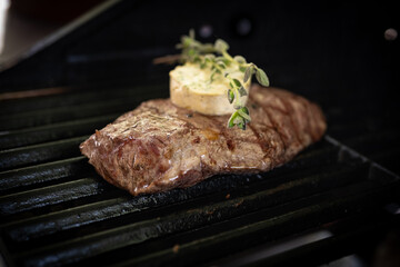 Iron flat steak with fragrant butter and 