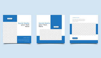 Set of Editable minimal square banner template. suitable for social media post and web internet ads. Vector illustration with photo design