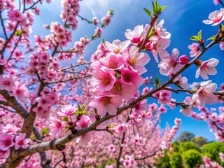 Fototapeta premium Blooming Almond Tree in Botanical Garden - Spring Beauty for Nature Lovers