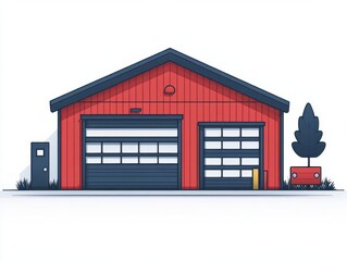 minimalistic line icon of a warehouse, featuring sleek lines and a simplified structure, representing modern architecture in a clean and professional style