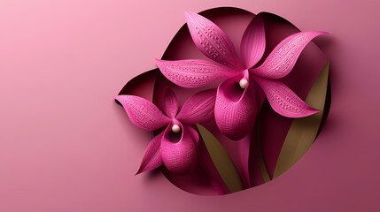 Phragmipedium Orchids logo 3d vector papercut