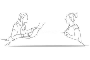 Work interview concept one-line drawing