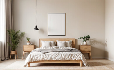 Cozy Bedroom Interior  Wall Frame Mockup