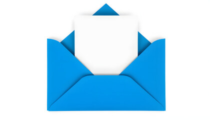 Invitation card png, transparent mockup, blue envelope, stationery flat lay design isolated with white highlights, png