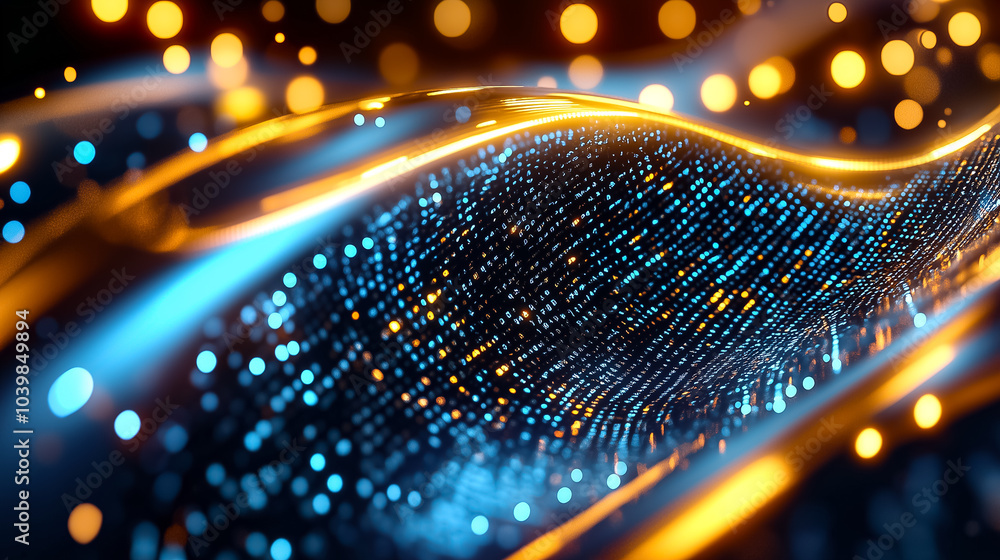 Poster vibrant data streams flow through a digital landscape, creating a mesmerizing visual of colors and p
