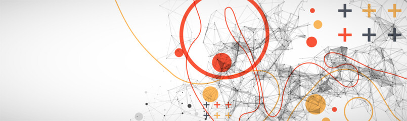 Abstract polygonal vector background with connecting dots and lines. Digital data visualization. Hand drawn.