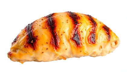 Grilled roasted chicken fillet isolated with white highlights, png