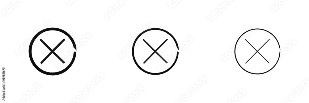 Poster black ink wrong signs. black paint brush stroke crosses. vector set of hand-painted wrong icons. abs