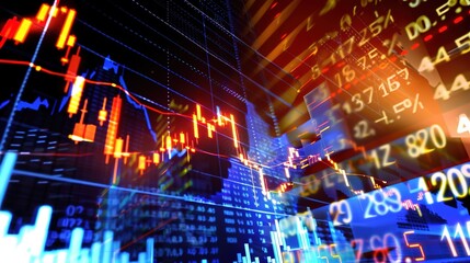 Stock market and trading, digital graph