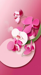 Fototapeta premium Phragmipedium Orchids logo 3d vector papercut