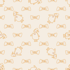 Seamless decorative pattern with funny traditional Christmas elements. Vector background. 