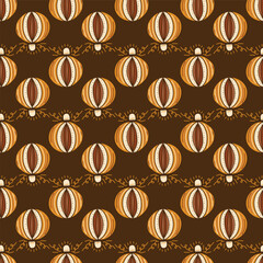Seamless decorative pattern with funny traditional Christmas elements. Vector background. 