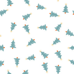 Seamless decorative pattern with funny traditional Christmas elements. Vector neutral modern minimalist style background. 