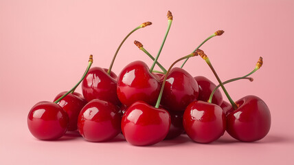 茎付きの赤いサクランボのコレクション