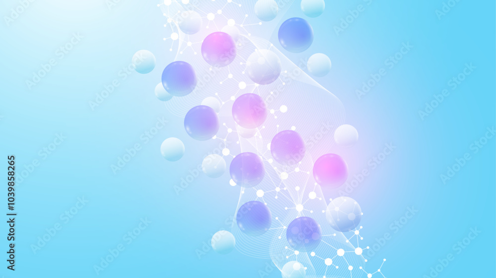Poster molecular abstract structure background. scientific vector illustration with molecule dna. medical, 