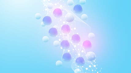 Molecular abstract structure background. Scientific vector illustration with molecule DNA. Medical, science and technology concept for banner template or header
