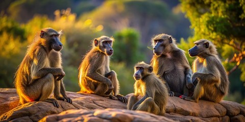 Candid Moments of Chacma Baboons in Their Natural Habitat at Mokala National Park, South Africa