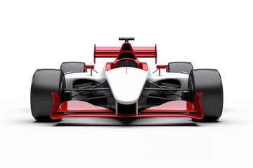 Racecar vehicle sports white background.