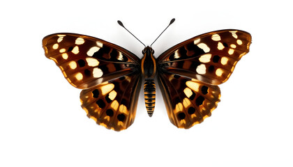 Fototapeta premium Speckled wood butterfly, Pararge aegeria, isolated on white, top view isolated with white highlights, png