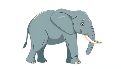 Fototapeta premium Elephant png flat illustration transparent digital sticker isolated with white highlights, png