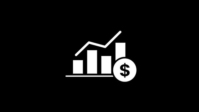 Growing graph chart with dollar icon animation. business success concept graph icon.