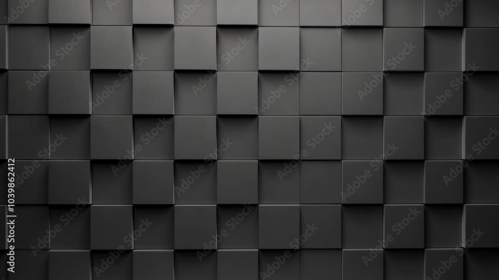 Poster seamless dark gray blocks 3d tile pattern background for modern design - square geometric texture wi