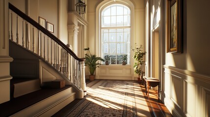 "AI Entryway Interior Historic Foyer Traditional Decor Window"