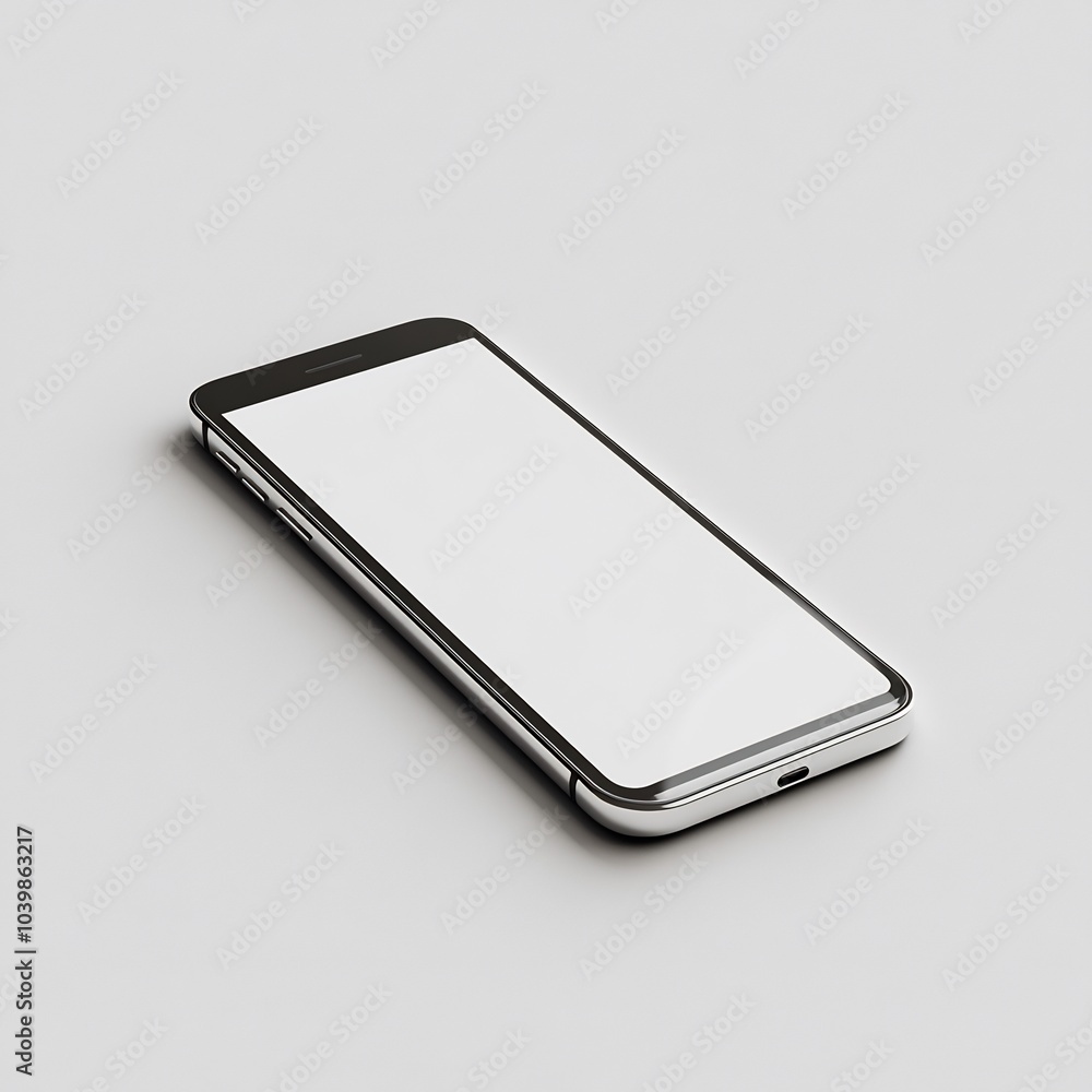 Poster sleek smartphone mockup with a blank screen casting a soft shadow on a clean white background the de