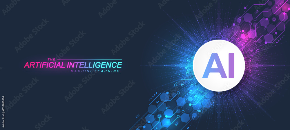 Poster ai banner concept in the digital style. generative ideas design element for internet technology. fut