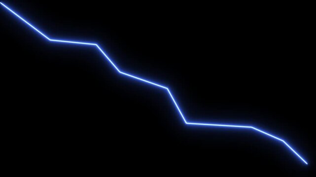 Neon business loss line animation. business loss concept glowing line on black background.
