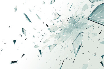 Shattered, fractured, broken glass texture. Splinters, shards, fragments pattern. Crack, exploded vector background