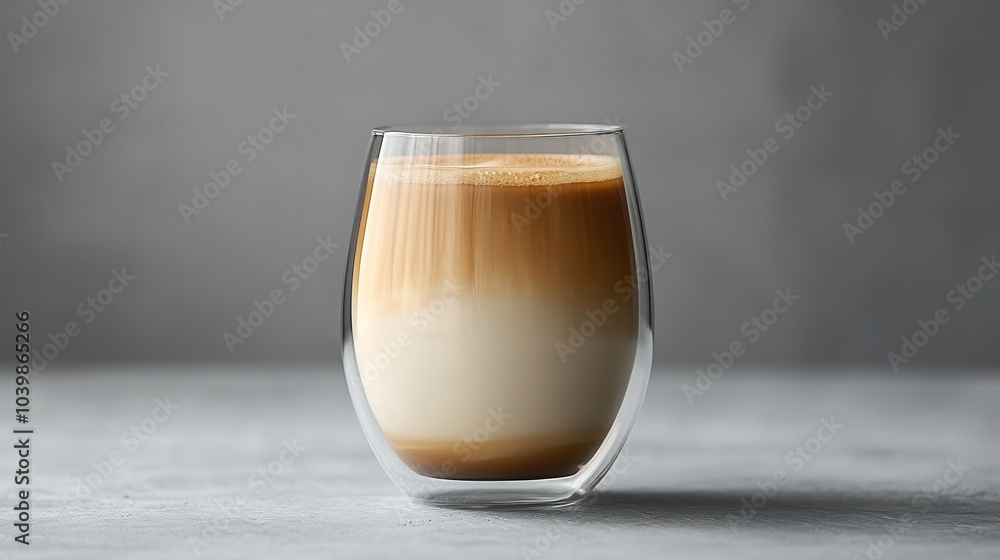 Poster smooth glass of dalgona coffee with rich velvety foam highlighted against a plain grey backdrop crea