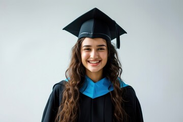 Happy british woman graduation student university.