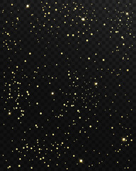 Christmas Glowing Golden Confetti Background, Scatter, Golden Dust, EPS 10, Gold Glitter, Christmas Festive Background, Shine Stars, Vector