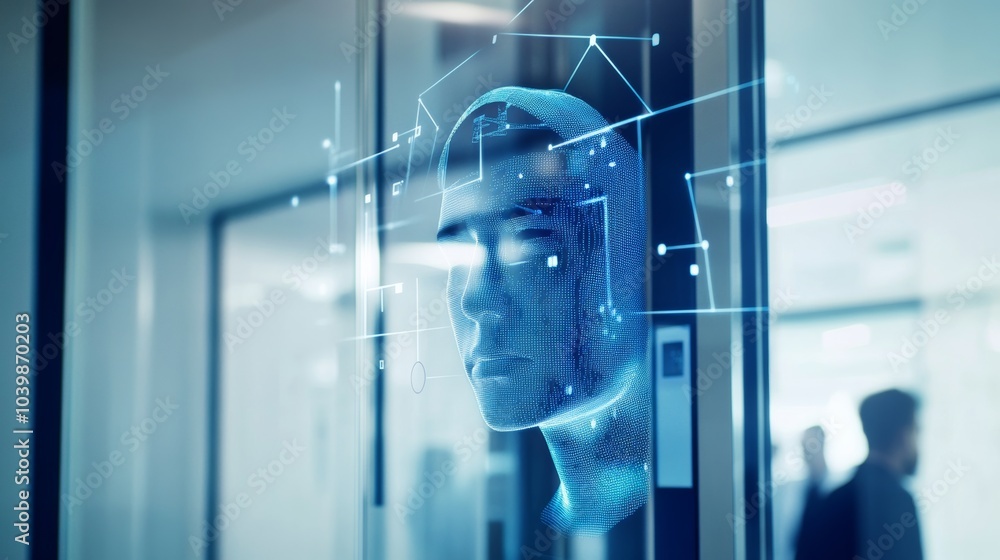 Leinwandbilder a cutting-edge biometric security installation with facial recognition scanners and access control s
