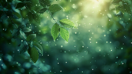 leaves and water drops