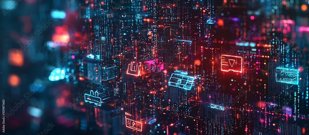 Poster detailed depiction of key cyber security practices in a digital environment.