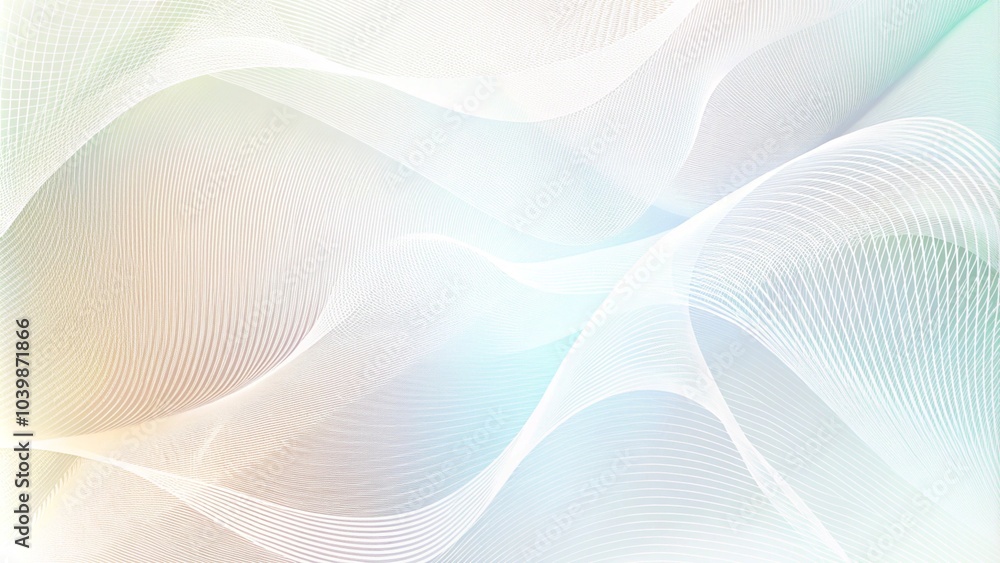 Aufkleber winter white abstract background design. modern wavy line pattern guilloche curves in monochrome col