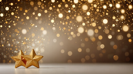 Elegant seamless lights on a luxurious gold star bokeh background, isolated on white. Ideal for product photography with ample space for marketing and advertising text