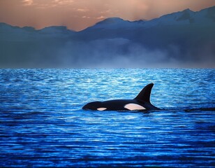 Obraz premium una orca flotando en el mar, realista