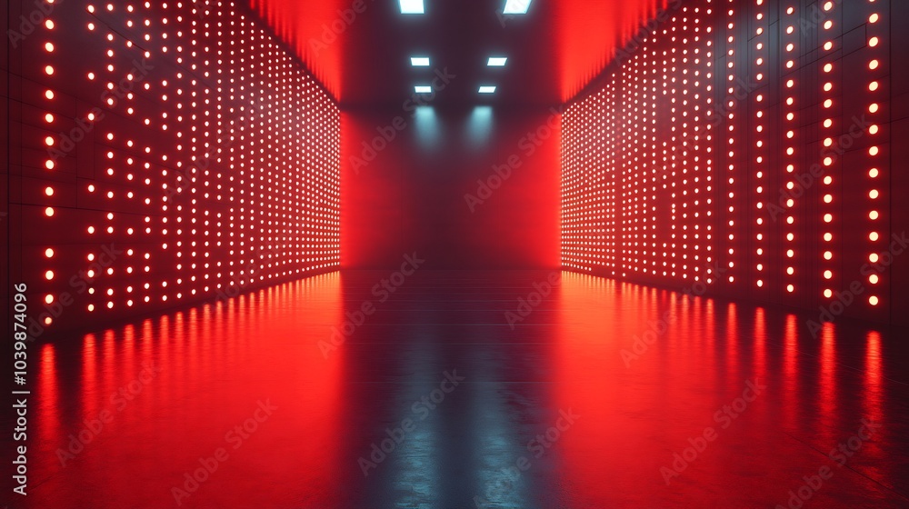 Aufkleber stunning metal shadow gradient studio abstract background with a vibrant red wall and floor illumina
