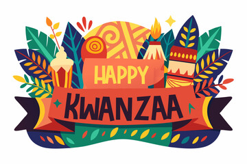 Obraz premium Kwanzaa celebration graphic with traditional symbols for festive design