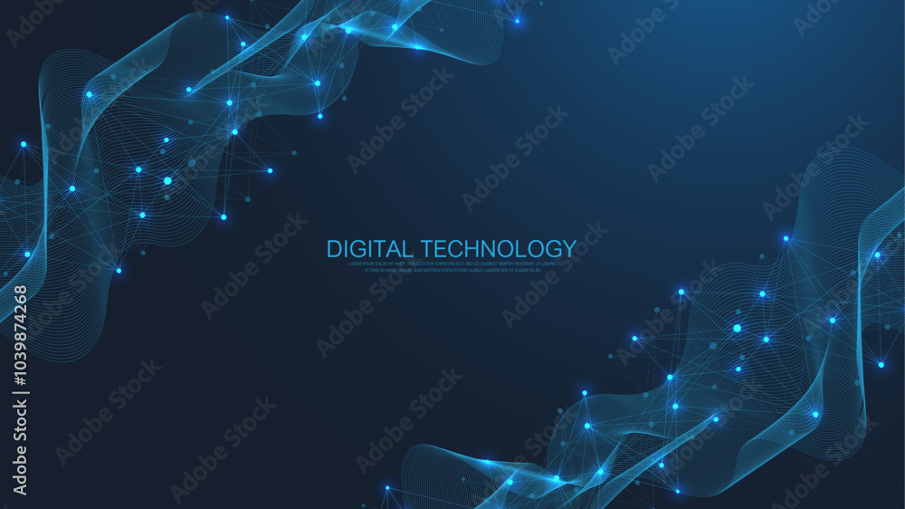 Poster Global network connection banner design template. Header social network communication in the global business concept. Big data visualization. Internet technology