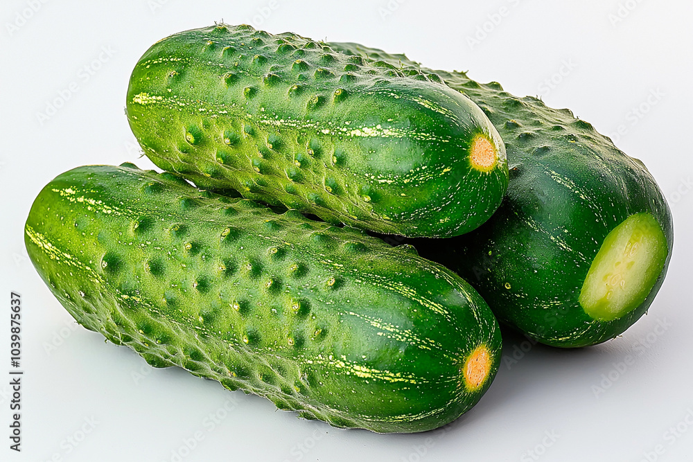 Poster cucumbers displayed on a light background, highlighting texture
