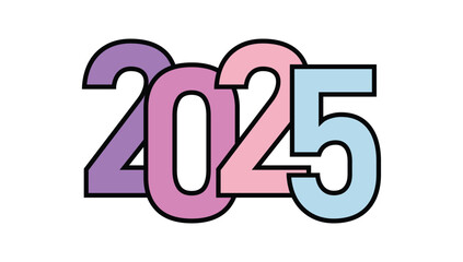 2025 Happy New Year logo text design