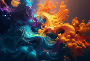 Abstract digital art with swirling colors and dynamic, fluid shapes.
